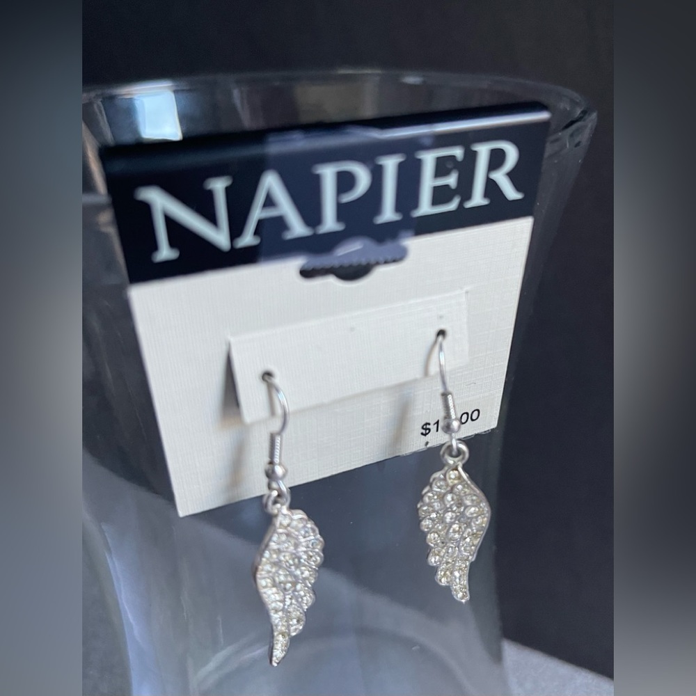 Napier Silver Toned Angel Wings Pierced Earrings